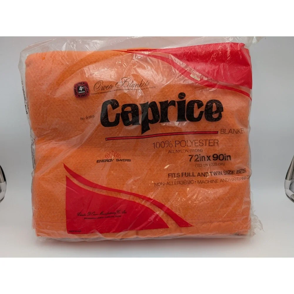 Caprice Orange Blanket 72x90 Inch Full Twin‎ 100% Polyester Sealed USA